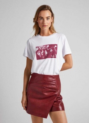 Camiseta Pepe Jeans Photo Print T-shirt Mujer Blancas | 809OZNWDI