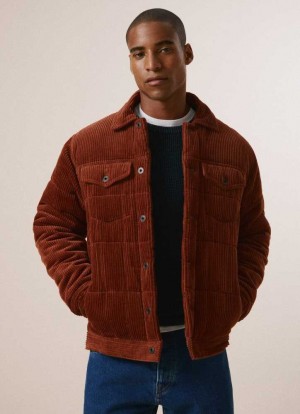 Chaqueta Pepe Jeans Acolchado Corduroy Puffer Jacket Hombre Naranjas | 683FPTZAG