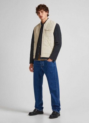 Chaqueta Pepe Jeans Acolchado Gilet Hombre Beige Claro | 534TEZYOF