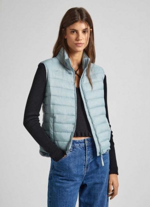 Chaqueta Pepe Jeans Acolchado Gilet Mujer Verde | 653KBGXAI