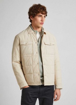 Chaqueta Pepe Jeans Acolchado Overshirt Hombre Beige Claro | 203CHIJYT
