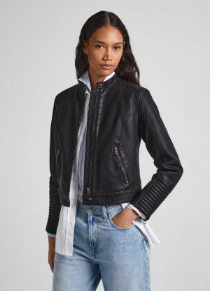 Chaqueta Pepe Jeans Acolchado Shoulder Ciclismo Jacket Mujer Negras | 639AUHSQY