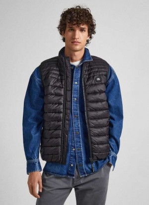 Chaqueta Pepe Jeans Acolchado Vest Hombre Negras | 450FNUDGS
