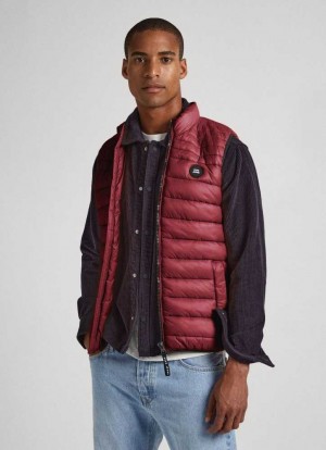 Chaqueta Pepe Jeans Acolchado Vest Hombre Burdeos Rojas | 025UHNFZT