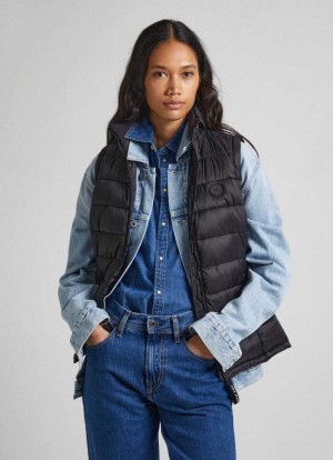 Chaqueta Pepe Jeans Acolchado Vest Mujer Negras | 534KNZPQI