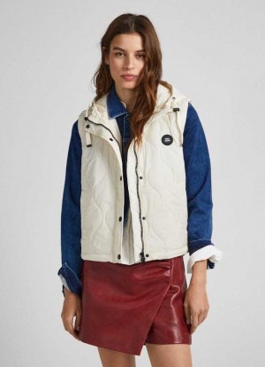 Chaqueta Pepe Jeans Acolchado Vest Mujer Blancas | 183JAUTCK