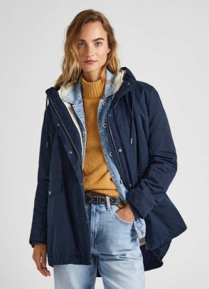 Chaqueta Pepe Jeans Blended Fabric Parka Mujer Azules | 421YEPBUG
