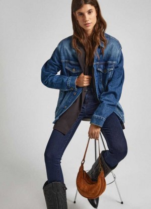 Chaqueta Pepe Jeans Boyfriend Fit Denim Jacket Mujer Azules | 615XGUPLK