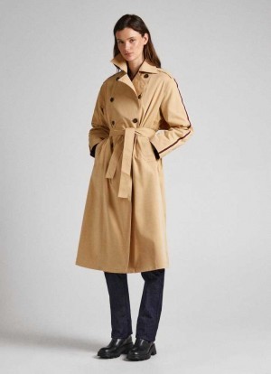 Chaqueta Pepe Jeans Classic Relaxed Fit Trench Coat Mujer Marrones Beige | 387NEWTQL