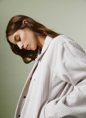 Chaqueta Pepe Jeans Corduroy Jacket Mujer Blancas | 602BKMGZR