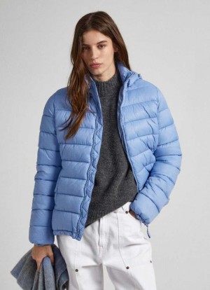 Chaqueta Pepe Jeans Corta Puffer Jacket Mujer Gris Azules | 496OWAGIU