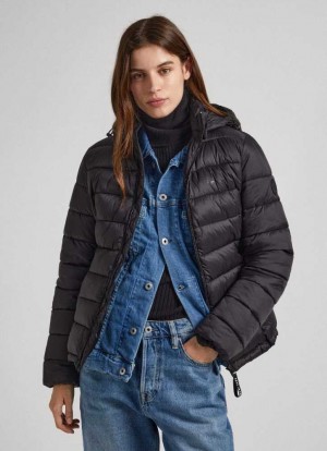 Chaqueta Pepe Jeans Corta Puffer Jacket Mujer Negras | 190BELVQI