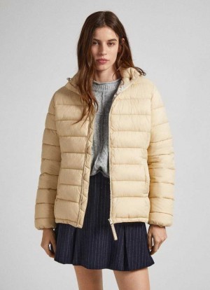 Chaqueta Pepe Jeans Corta Puffer Jacket Mujer Marrones Beige | 871ZSJRQN
