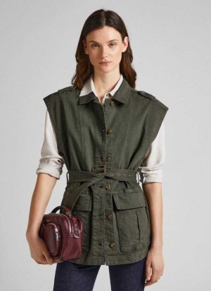 Chaqueta Pepe Jeans Denim Utility Jacket Mujer Verde Oliva Verde | 792YDLZVR