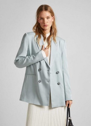 Chaqueta Pepe Jeans Double Breasted Blazer Mujer Verde | 586QDZTVC