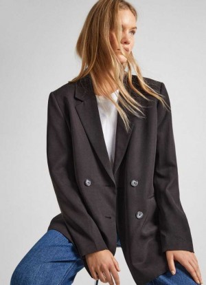 Chaqueta Pepe Jeans Double Breasted Blazer Mujer Negras | 481CHMDYT
