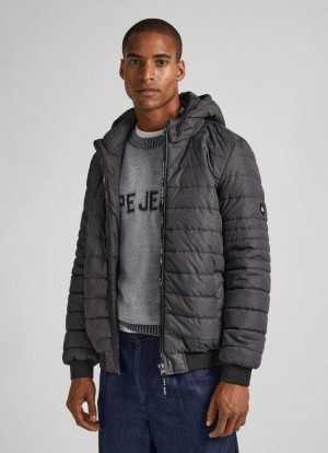 Chaqueta Pepe Jeans Encapuchado Marl Puffer Jacket Hombre Gris | 531XPFAVG