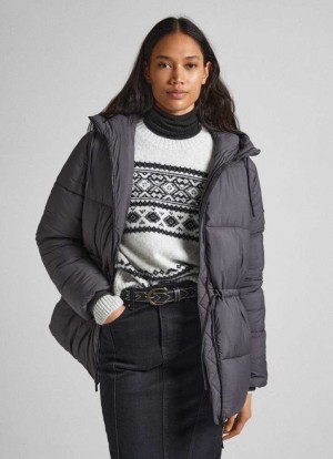 Chaqueta Pepe Jeans Encapuchado Puffer Jacket Mujer Gris Oscuro | 215XTVMGL