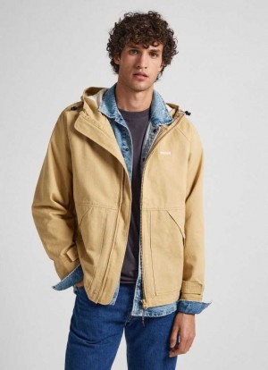 Chaqueta Pepe Jeans Encapuchado Windbreaker Jacket Hombre Marrones Beige | 153QTHZLM