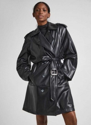 Chaqueta Pepe Jeans Faux Cuero Trench Coat Mujer Negras | 596EOFBDV