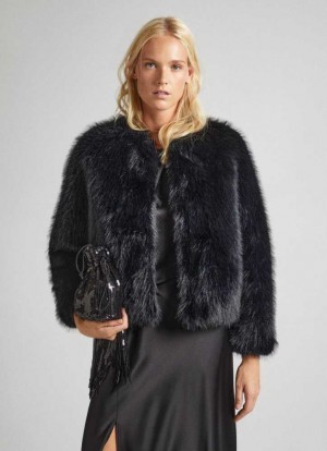 Chaqueta Pepe Jeans Faux Fur Coat Mujer Negras | 652SAVDPX