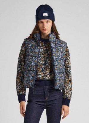 Chaqueta Pepe Jeans Floral Acolchado Waistcoat Mujer Multicolor | 460YZWVKM