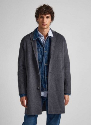 Chaqueta Pepe Jeans Handmade Lana Coat Hombre Gris | 972OULEFH
