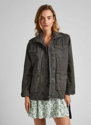 Chaqueta Pepe Jeans High Neck Algodon Parka Mujer Verde Oliva Verde | 137WXGQYT