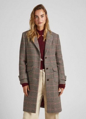 Chaqueta Pepe Jeans Lana Houndstooth Coat Mujer Multicolor | 963LCUHMQ
