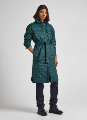 Chaqueta Pepe Jeans Long Acolchado Puffer Jacket Mujer Verde | 485THUYKC