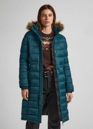 Chaqueta Pepe Jeans Long Acolchado Puffer Jacket Mujer Verde | 319ICXAZY