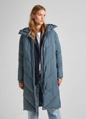 Chaqueta Pepe Jeans Long Acolchado Puffer Jacket Mujer Gris | 164IPHGCL