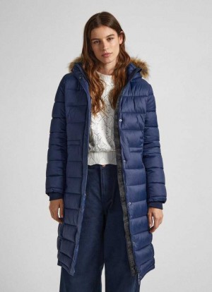 Chaqueta Pepe Jeans Long Acolchado Puffer Jacket Mujer Azules | 894NOKTDH