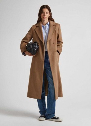 Chaqueta Pepe Jeans Long Lana Coat Mujer Marrones Beige | 516XBMFTC