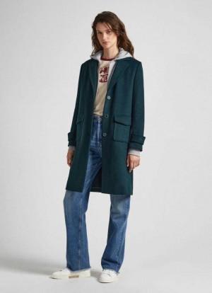 Chaqueta Pepe Jeans Long Lana Coat Mujer Verde | 268BKJRTA