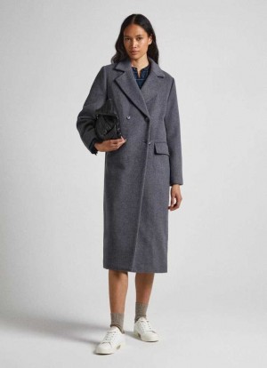 Chaqueta Pepe Jeans Long Lana Coat Mujer Gris Oscuro | 082SBZYXA
