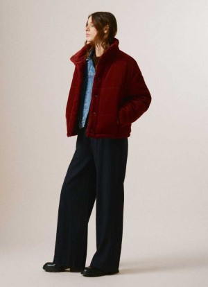 Chaqueta Pepe Jeans Oversized Corduroy Puffer Jacket Mujer Burdeos Rojas | 458EQAKCY