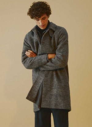 Chaqueta Pepe Jeans Prince Of Wales Lana Coat Hombre Gris | 087RAXUCK