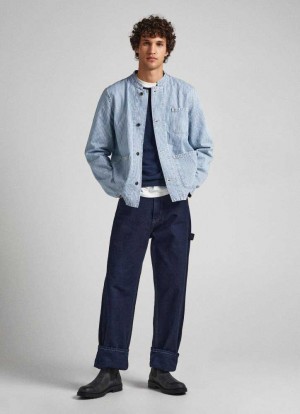 Chaqueta Pepe Jeans Railroad Stripe Denim Jacket Hombre Azules | 892YDTGVU