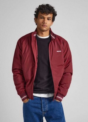 Chaqueta Pepe Jeans Recycled Fabric Bomber Jacket Hombre Burdeos Rojas | 148MIEUWA