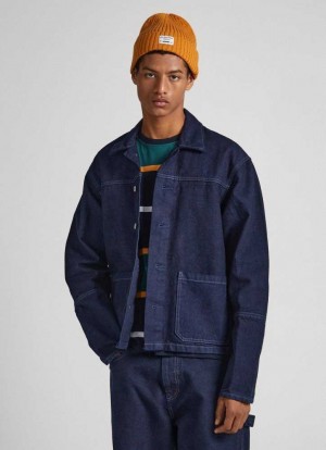 Chaqueta Pepe Jeans Relaxed Fit Denim Jacket Hombre Azules | 524QDGYVJ
