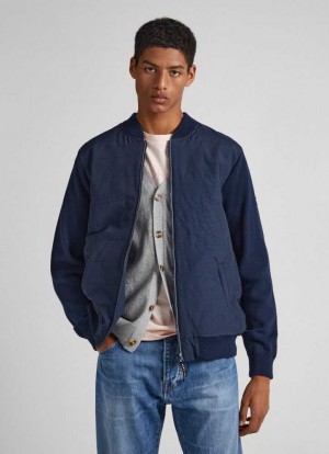 Chaqueta Pepe Jeans Round Neck Híbrido Jacket Hombre Azules | 485TFCJHP