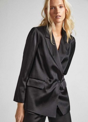 Chaqueta Pepe Jeans Satin Blazer Mujer Negras | 360NUJSLP