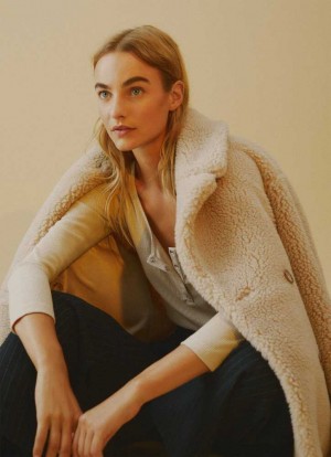 Chaqueta Pepe Jeans Sheepskin Coat Mujer Beige | 302MAIRBU