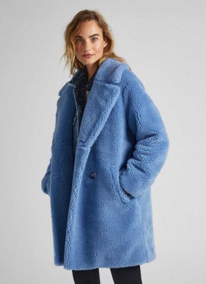 Chaqueta Pepe Jeans Sheepskin Coat Mujer Gris Azules | 672CWYGPM