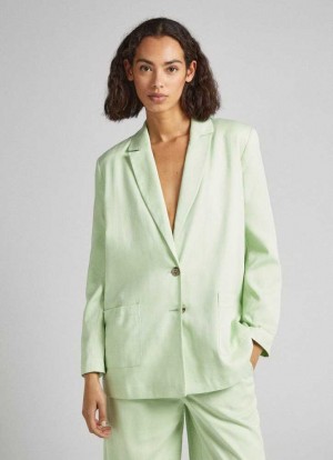 Chaqueta Pepe Jeans Twill Fabric Blazer Mujer Verde | 814SOWZXB