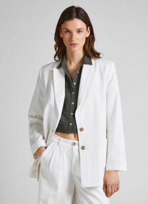 Chaqueta Pepe Jeans Twill Fabric Blazer Mujer Blancas | 714WZGSIK