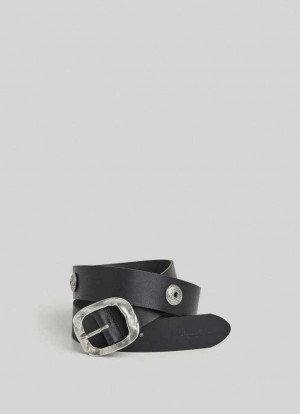 Cinturones Pepe Jeans Cuero Belt With Metal Hebilla Mujer Negras | 174IQSPGV