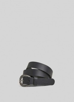 Cinturones Pepe Jeans Cuero Belt With Metal Hebilla Mujer Negras | 685JVRGWQ