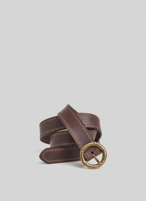 Cinturones Pepe Jeans Round Hebilla Cuero Belt Mujer Marrones | 231HEGUOM